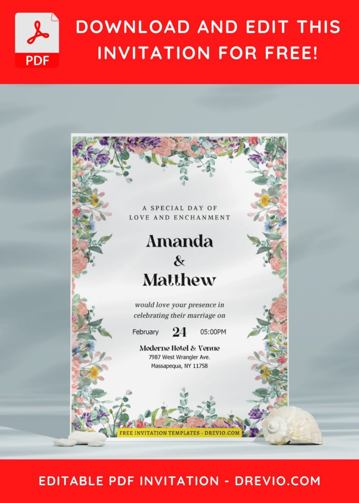 Invitation Template of (Free Editable PDF) Gorgeous Gardenia And Magnolia Wedding Invitation Templates 9