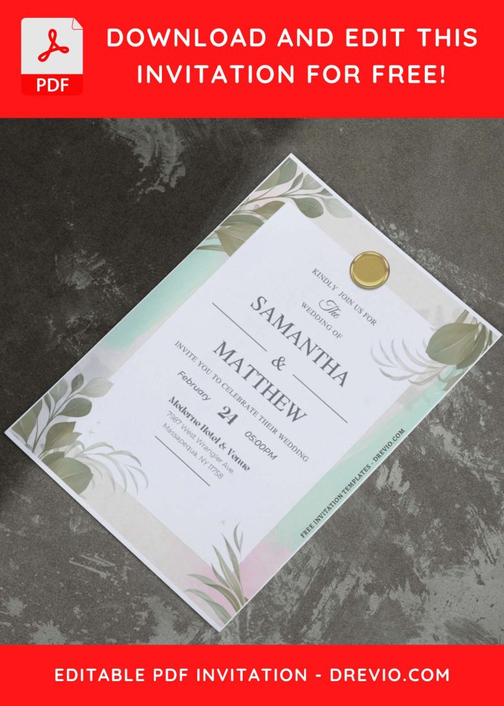 Invitation Template of (Free Editable PDF) Timeless Greenery Wedding Invitation Templates 9