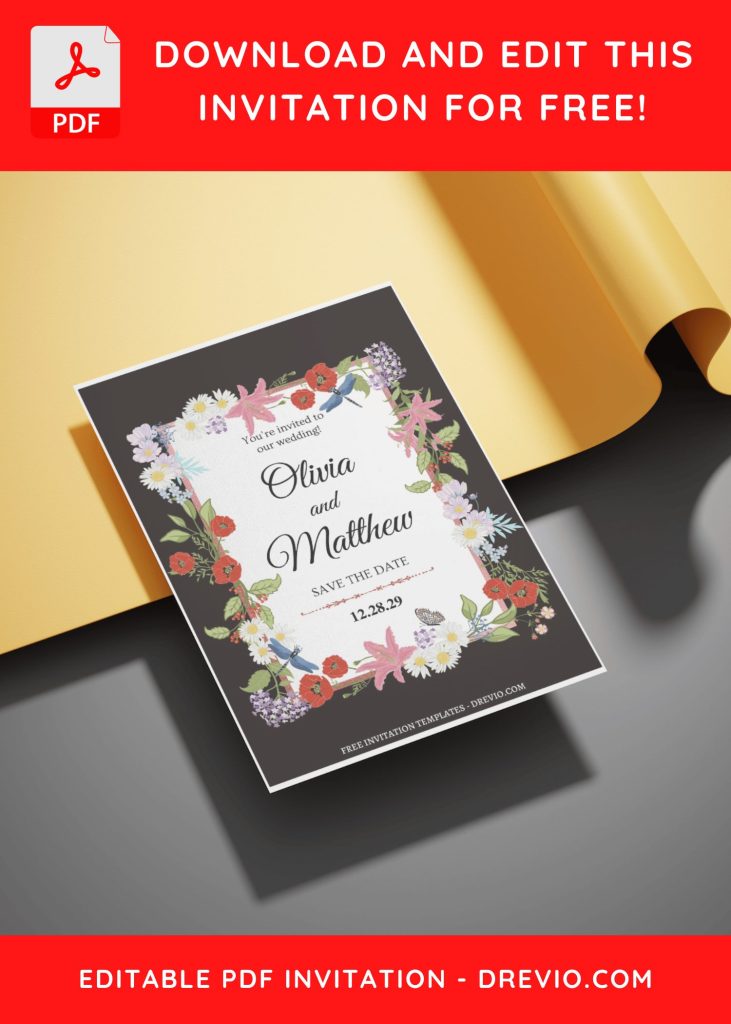 Invitation Template of (Free Editable PDF) Elegant Blooms Wedding Invitation Templates 9