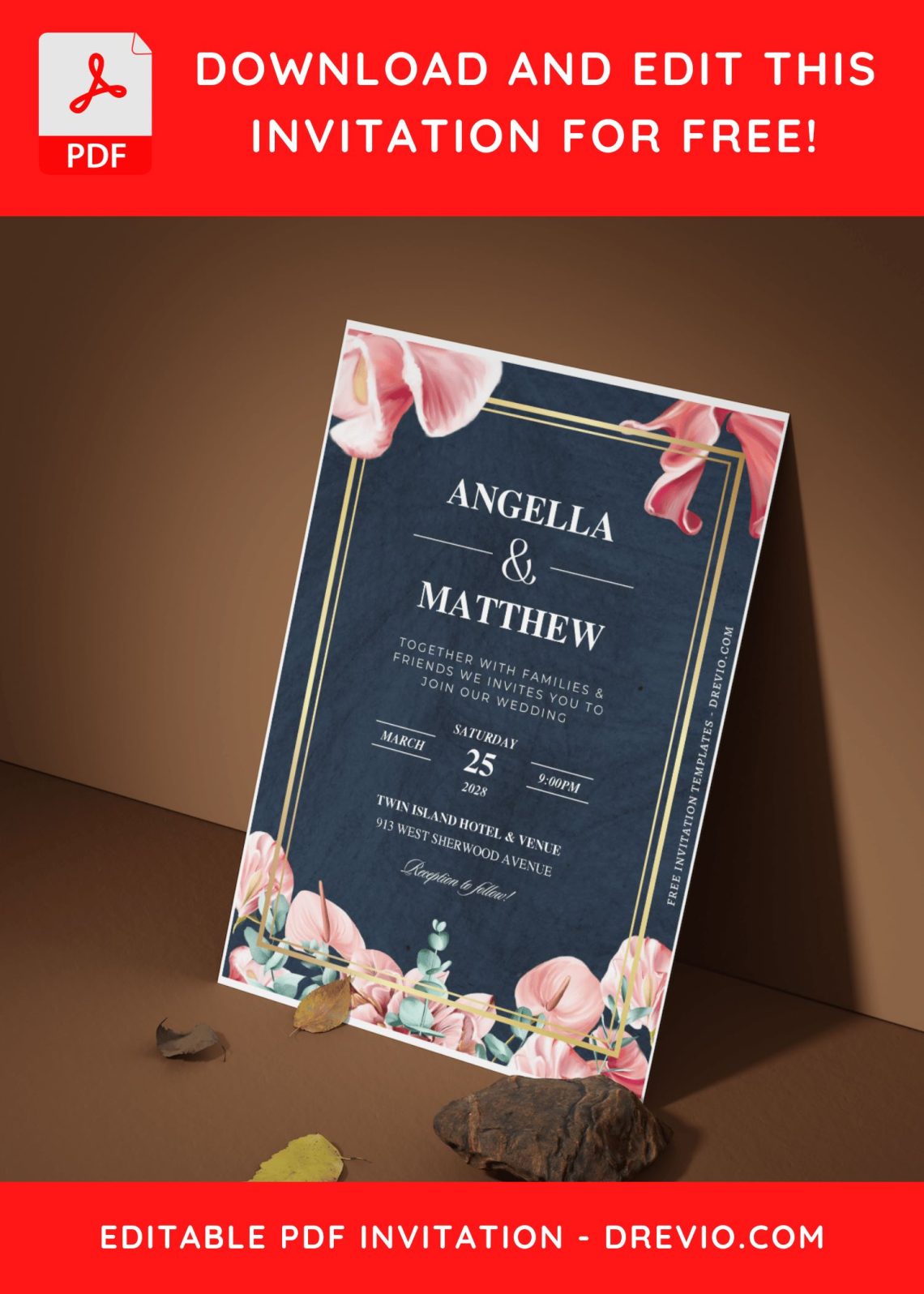 (Free Editable PDF) Dreamy Elegance Wedding Invitation templates