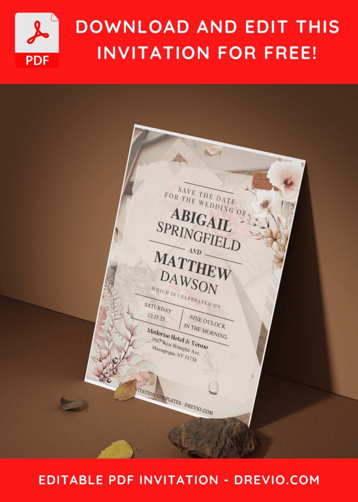 Invitation Template of (Free Editable PDF) Modern Sophisticated Wedding Invitation Templates 8