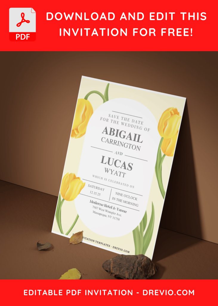 Invitation Template of (Free Editable PDF) Tulip Dreams Wedding Invitation Templates 7