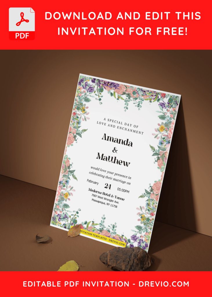 Invitation Template of (Free Editable PDF) Gorgeous Gardenia And Magnolia Wedding Invitation Templates 8