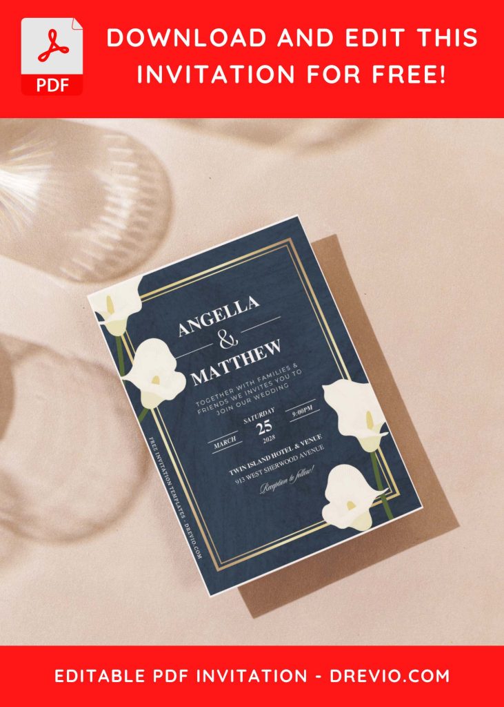 Invitation Template of (Free Editable PDF) Dreamy Elegance Wedding Invitation templates 8