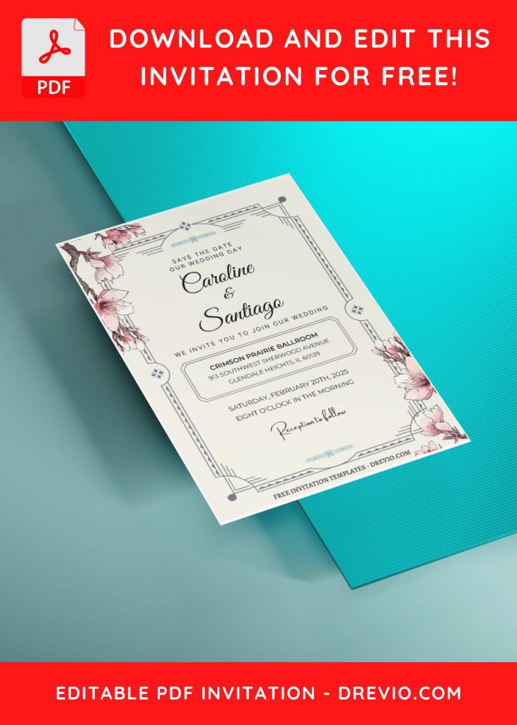 Invitation Template of (Free Editable PDF) Cherry Blossom Serenade Wedding Invitation Templates 7