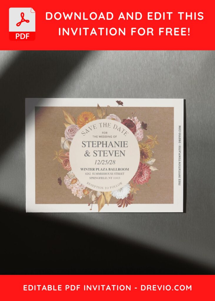 (Free Editable PDF) A Blooming Beginning Floral Wedding Invitation Templates F