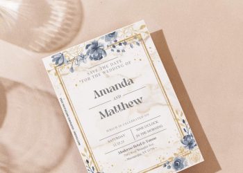 (Free Editable PDF) Enchanted Marble And Floral Wedding Invitation Templates