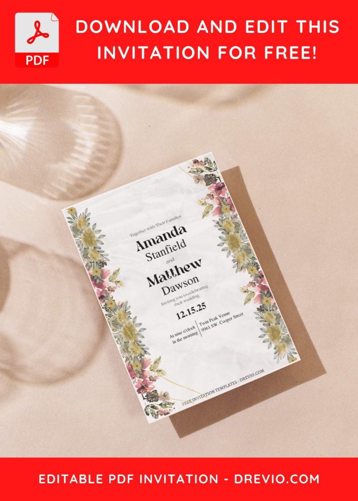 Invitation Template of (Free Editable PDF) Harmony In Nature Wedding Invitation Templates 7