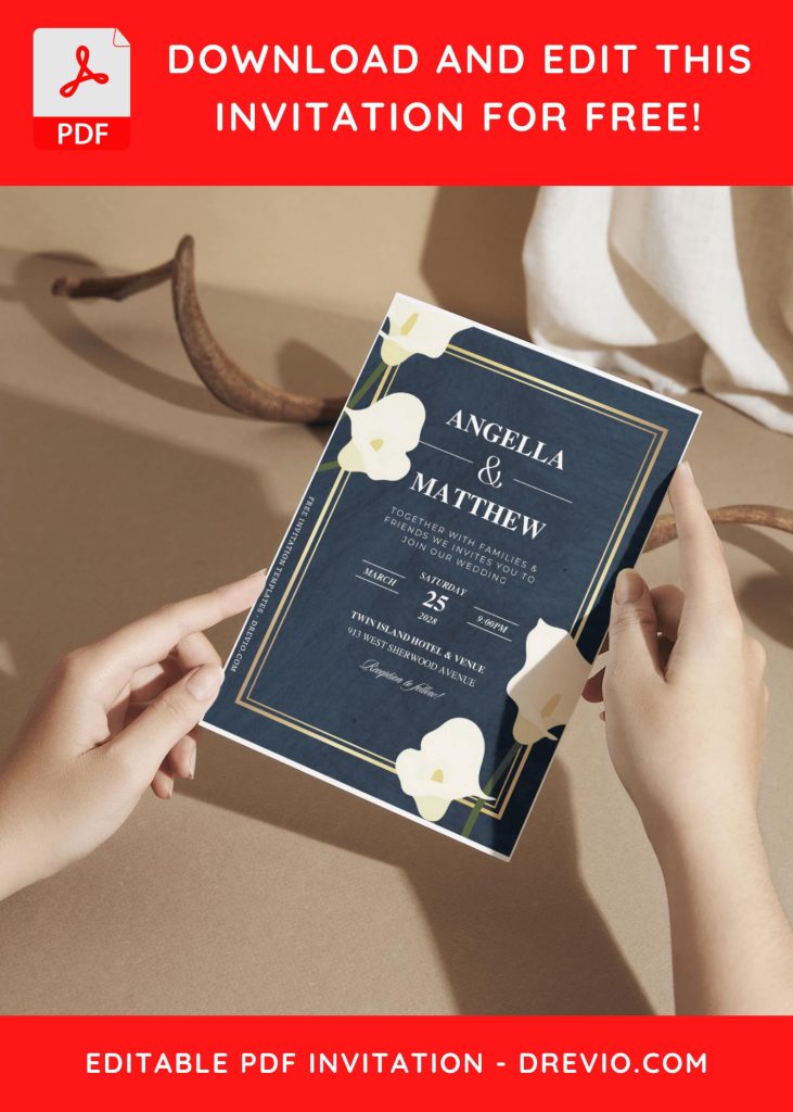 Invitation Template of (Free Editable PDF) Dreamy Elegance Wedding Invitation templates 7