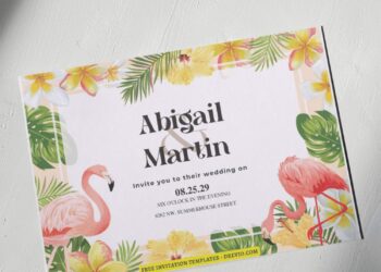 (Free Editable PDF) Tropical Beauty Wedding Invitation Templates G