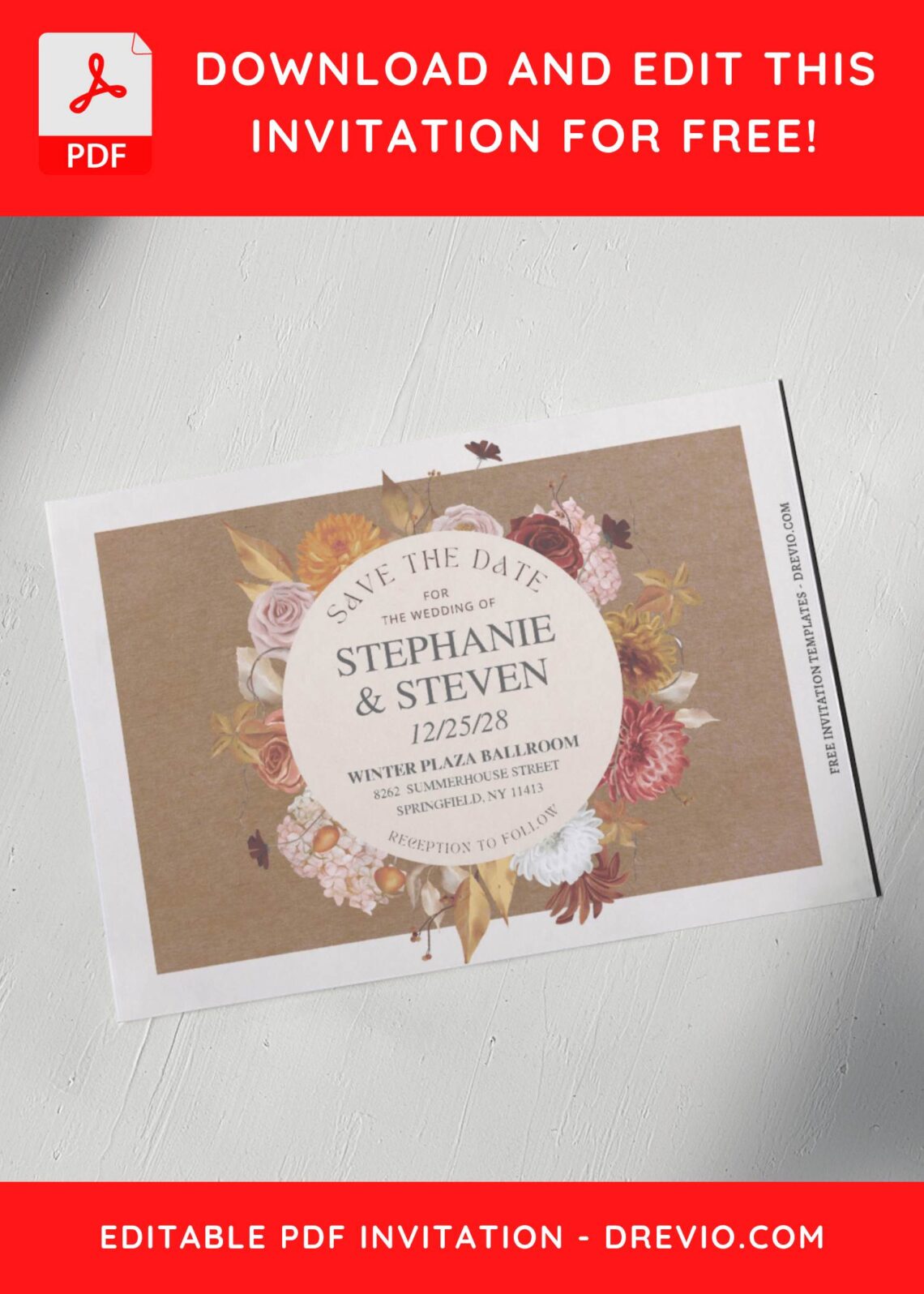 (Free Editable PDF) A Blooming Beginning Floral Wedding Invitation Templates G