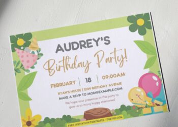 (Free Editable PDF) Lovely Garden Themed Kids Birthday Invitation Templates G