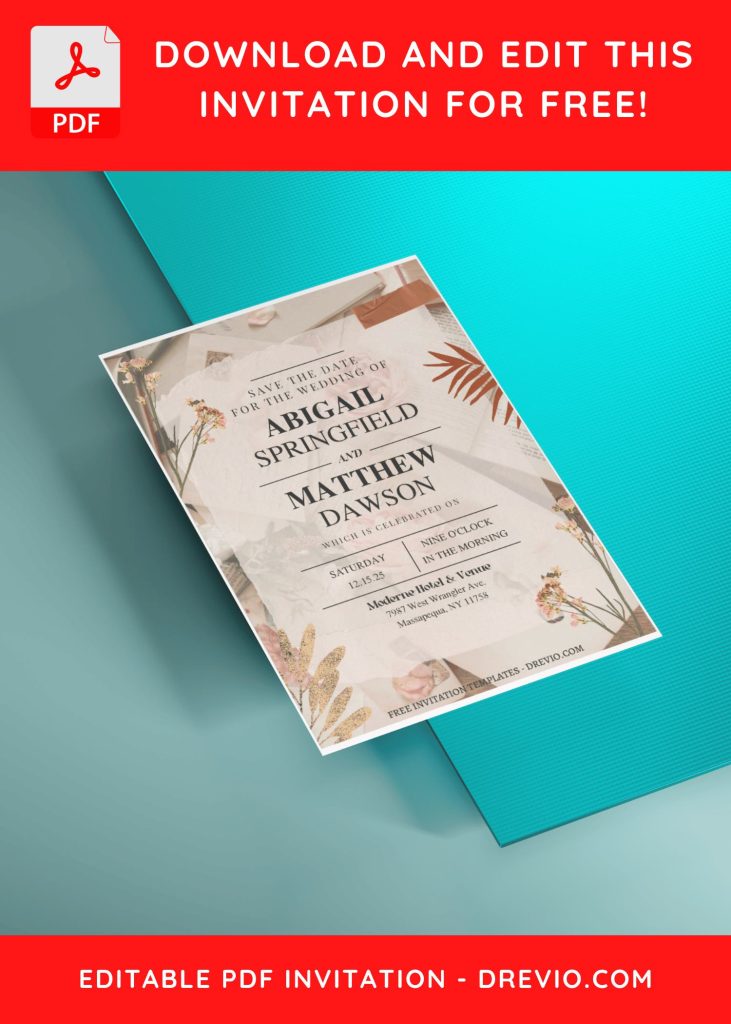 Invitation Template of (Free Editable PDF) Modern Sophisticated Wedding Invitation Templates 5