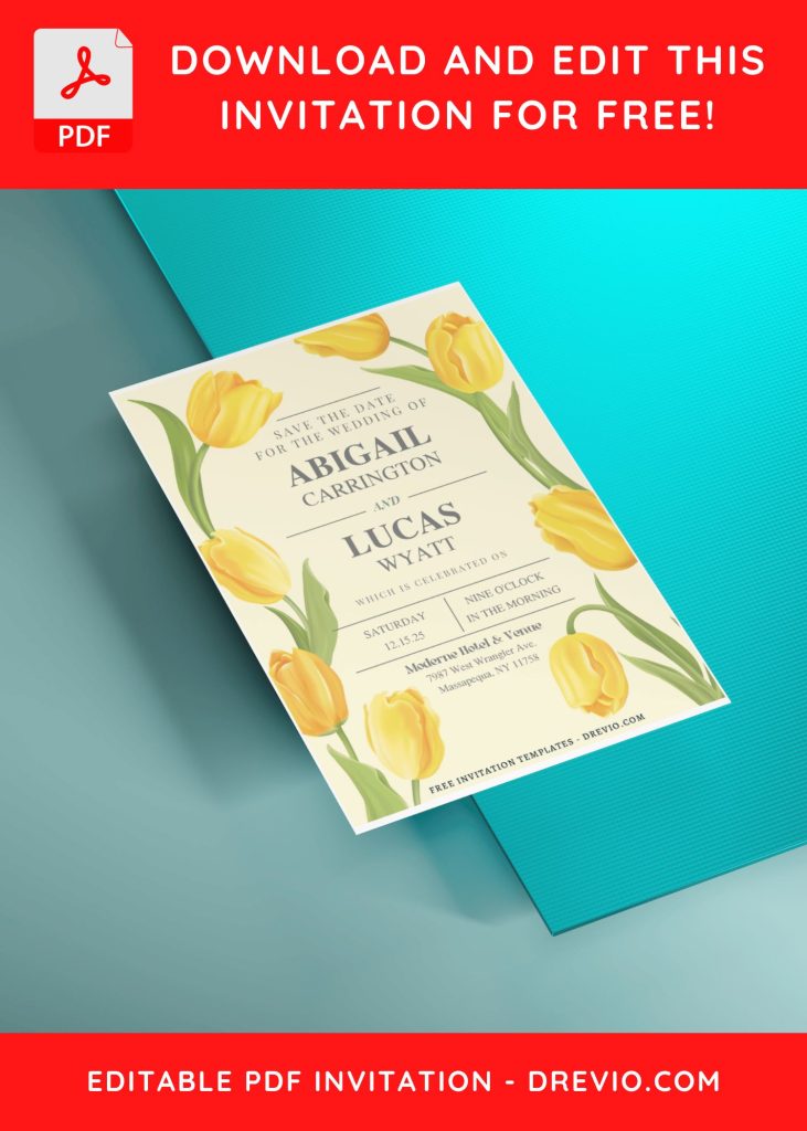 Invitation Template of (Free Editable PDF) Tulip Dreams Wedding Invitation Templates 4