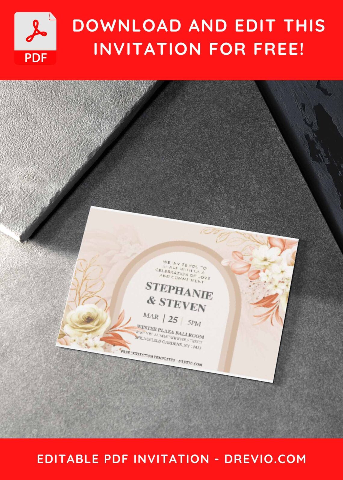 (Free Editable PDF) Bohemian Love In Style Wedding Invitation Templates H