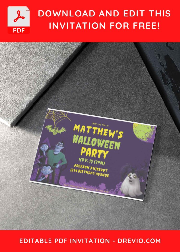 (Free Editable PDF) Creepy And Cute Vampirina Birthday Invitation Templates H