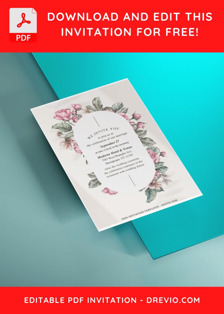 Invitation Template of (Free Editable PDF) Cherished Botanical Wedding Invitation Templates 5