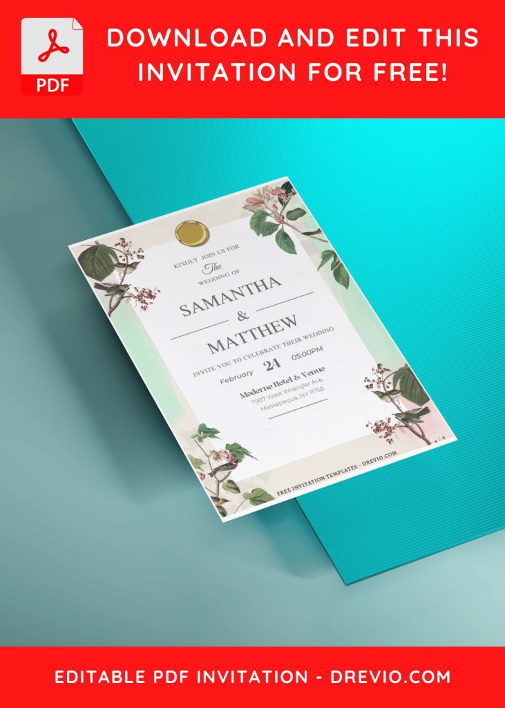 Invitation Template of (Free Editable PDF) Timeless Greenery Wedding Invitation Templates 5