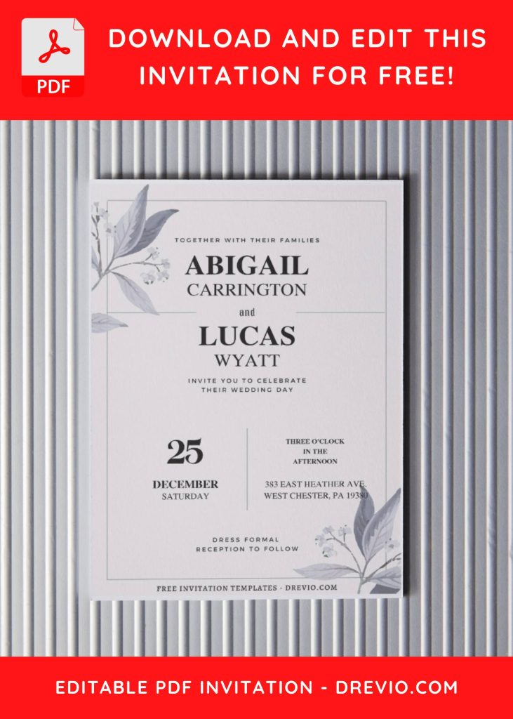 Invitation Template of (Free Editable PDF) Botanical Vows Wedding Invitation Templates 5