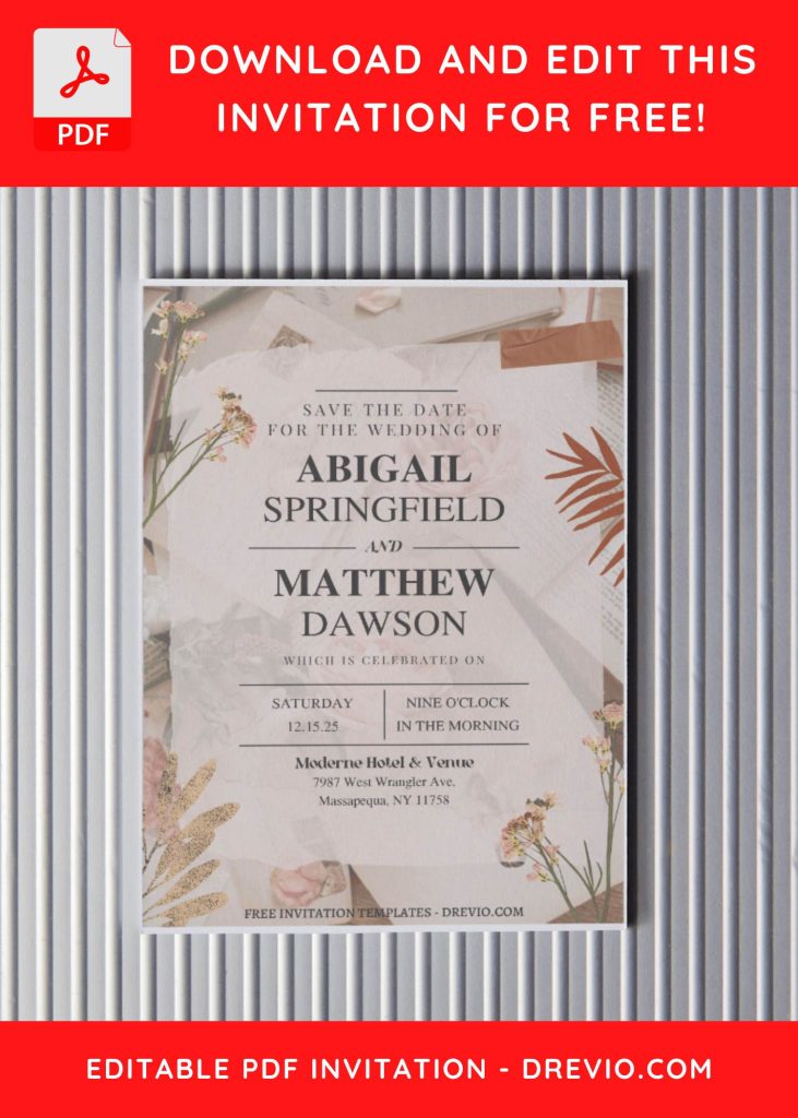 Invitation Template of (Free Editable PDF) Modern Sophisticated Wedding Invitation Templates 4