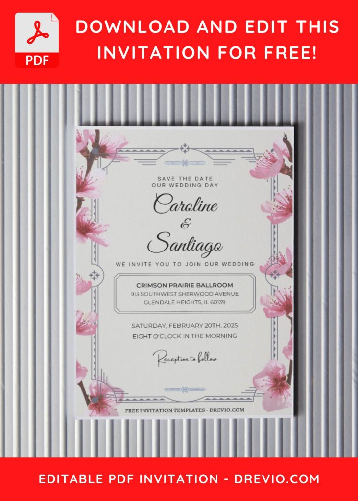 Invitation Template of (Free Editable PDF) Cherry Blossom Serenade Wedding Invitation Templates 4