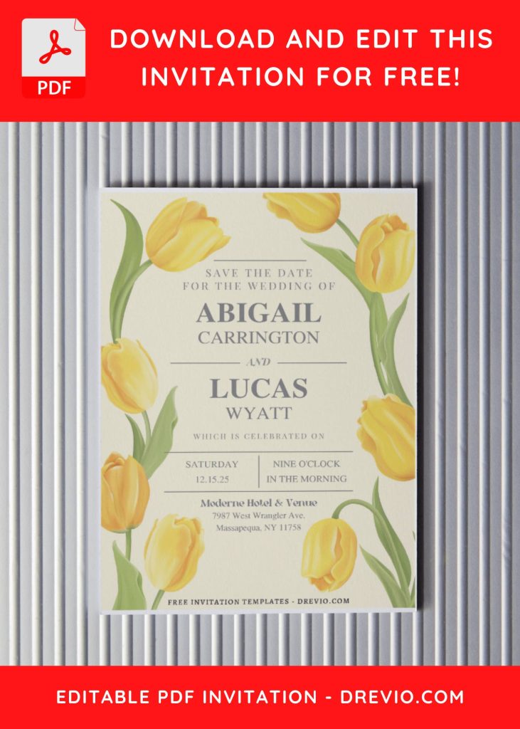 Invitation Template of (Free Editable PDF) Tulip Dreams Wedding Invitation Templates 10