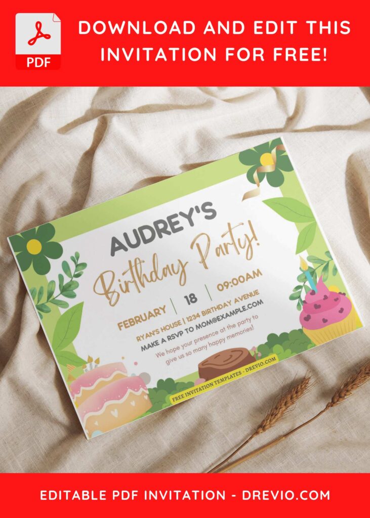 (Free Editable PDF) Lovely Garden Themed Kids Birthday Invitation Templates I