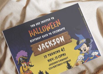 (Free Editable PDF) Spooky Mickey Mouse Trick Or Treat Birthday Invitation Templates I