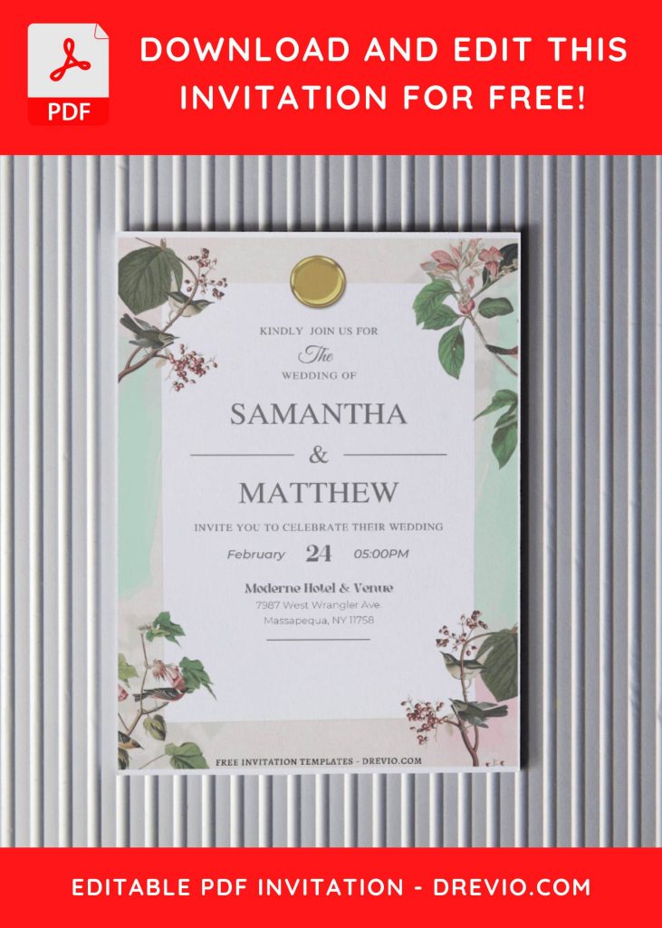 Invitation Template of (Free Editable PDF) Timeless Greenery Wedding Invitation Templates 4