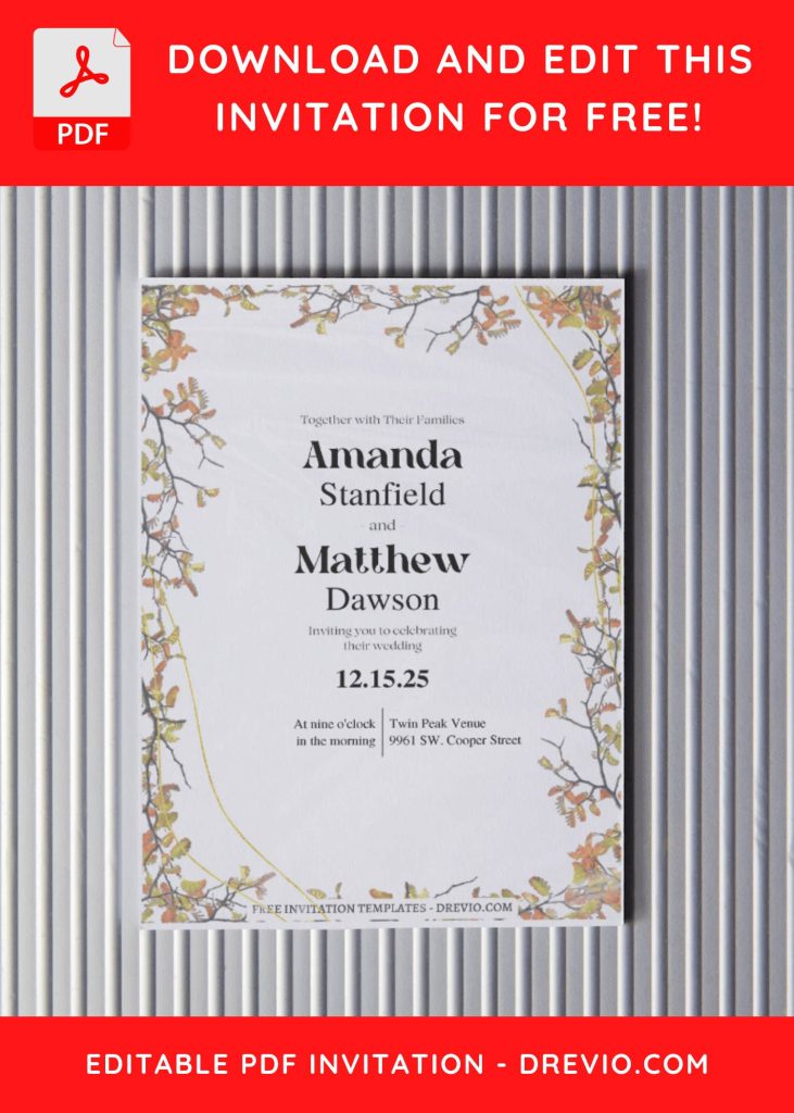 Invitation Template of (Free Editable PDF) Harmony In Nature Wedding Invitation Templates 4