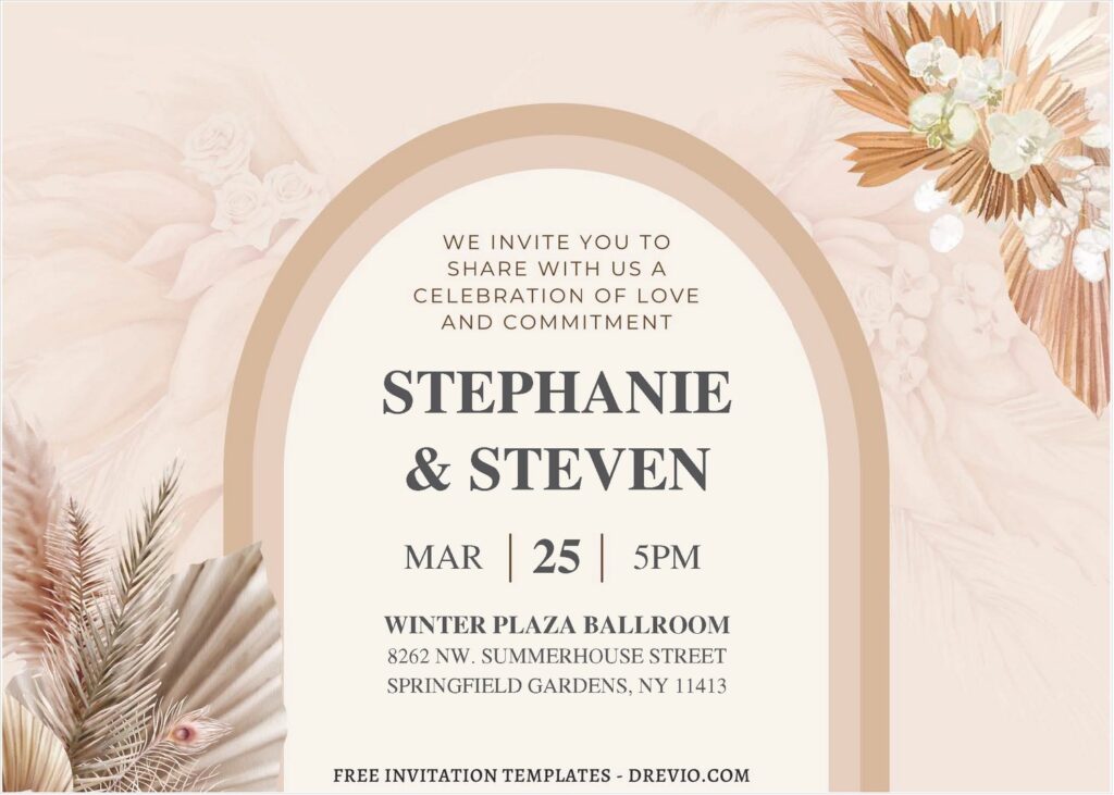 (Free Editable PDF) Bohemian Love In Style Wedding Invitation Templates J