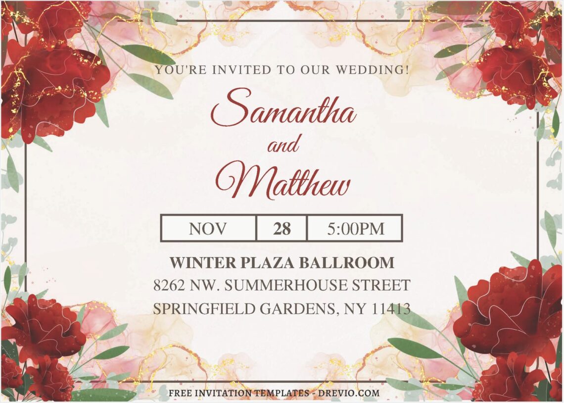 (Free Editable PDF) Spring Affection Wedding Invitation Templates H