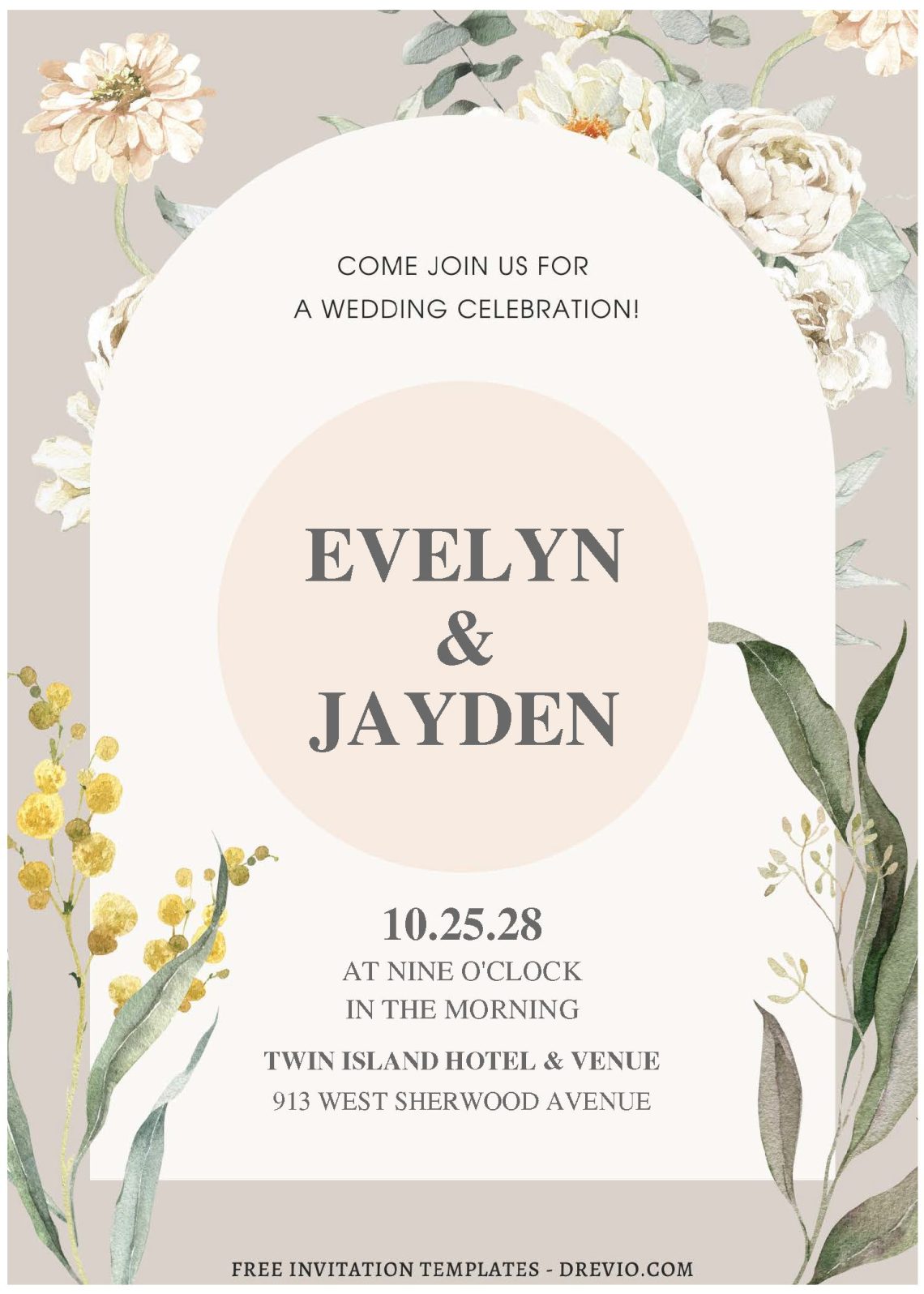 (Free Editable PDF) Exquisite Floral & Greenery Wedding Invitation Templates B