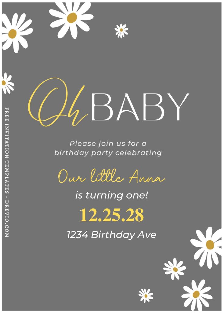 Invitation Template of (Free Editable PDF) Charming Daisy Birthday Invitation Templates 2