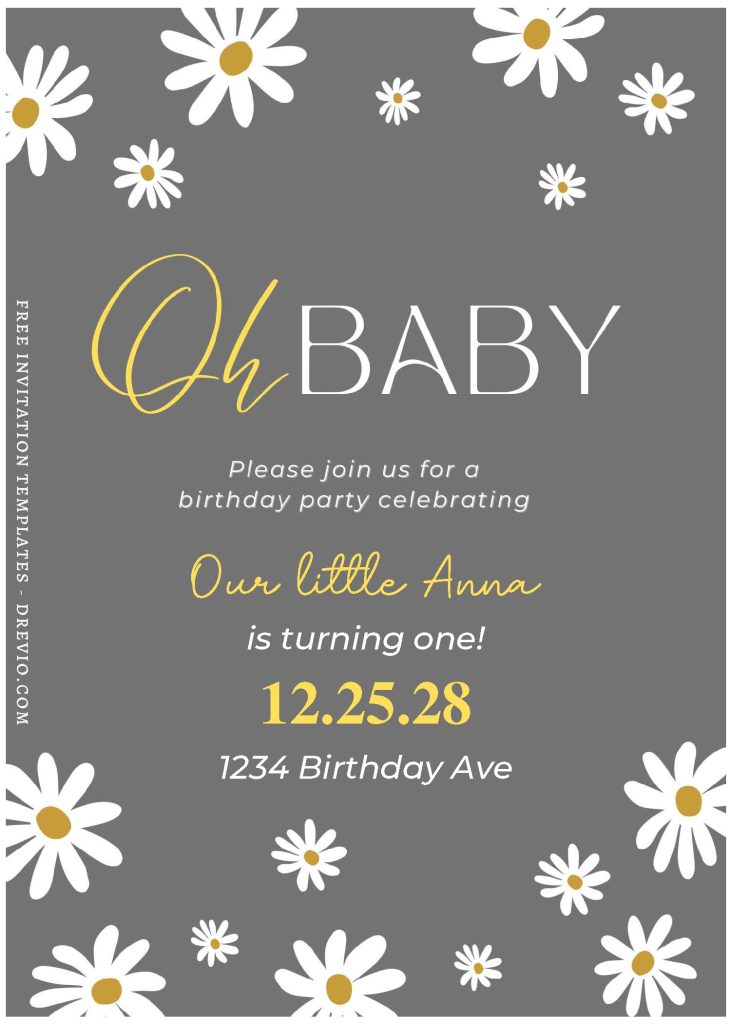 Invitation Template of (Free Editable PDF) Charming Daisy Birthday Invitation Templates 1