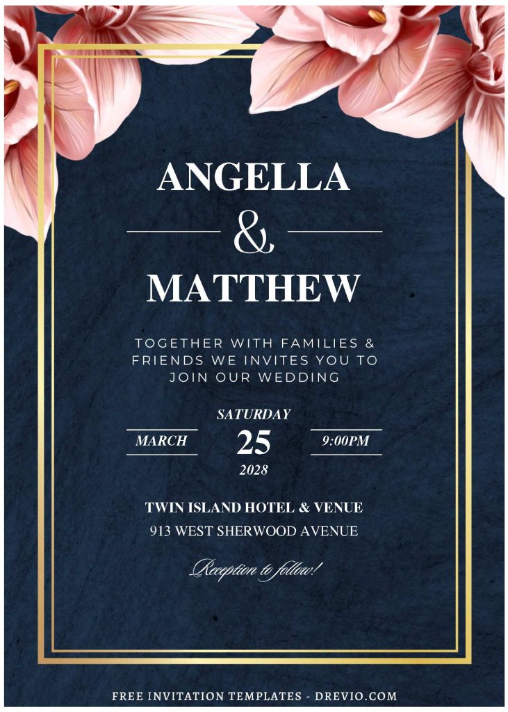 Invitation Template of (Free Editable PDF) Dreamy Elegance Wedding Invitation templates 3