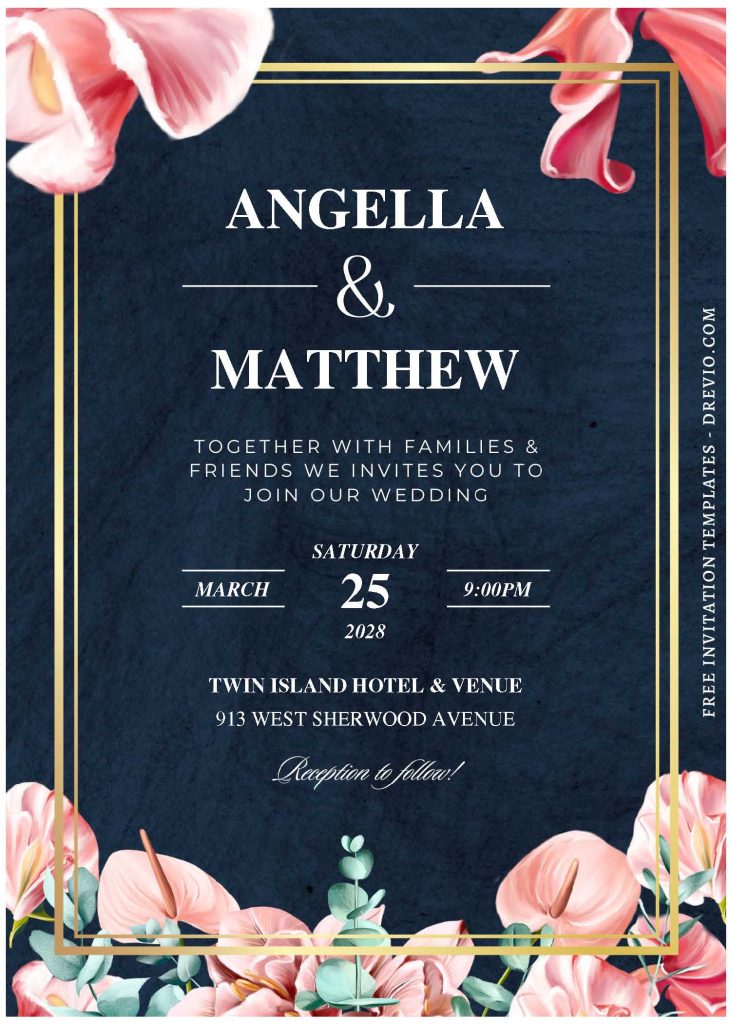 Invitation Template of (Free Editable PDF) Dreamy Elegance Wedding Invitation templates 2