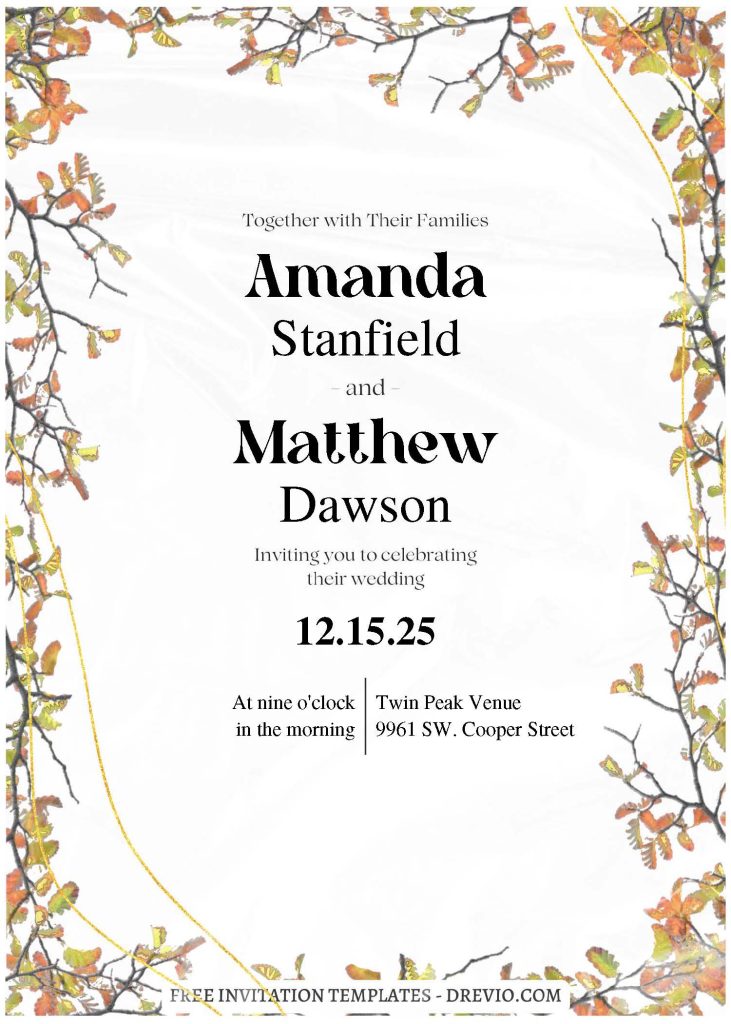 Invitation Template of (Free Editable PDF) Harmony In Nature Wedding Invitation Templates 1