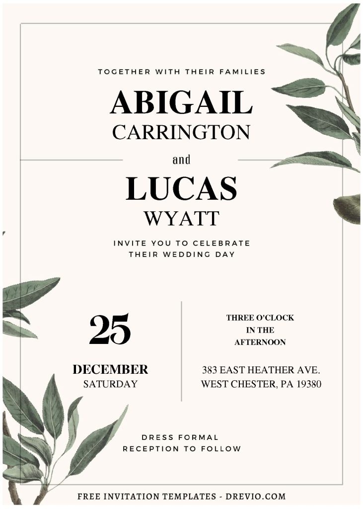 Invitation Template of (Free Editable PDF) Botanical Vows Wedding Invitation Templates 1