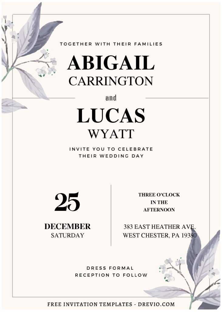 Invitation Template of (Free Editable PDF) Botanical Vows Wedding Invitation Templates 3