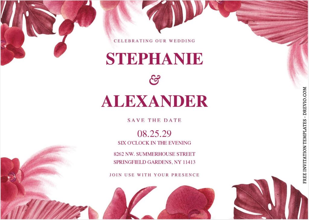 (Free Editable PDF) Romantic Summer Wedding Invitation Templates A