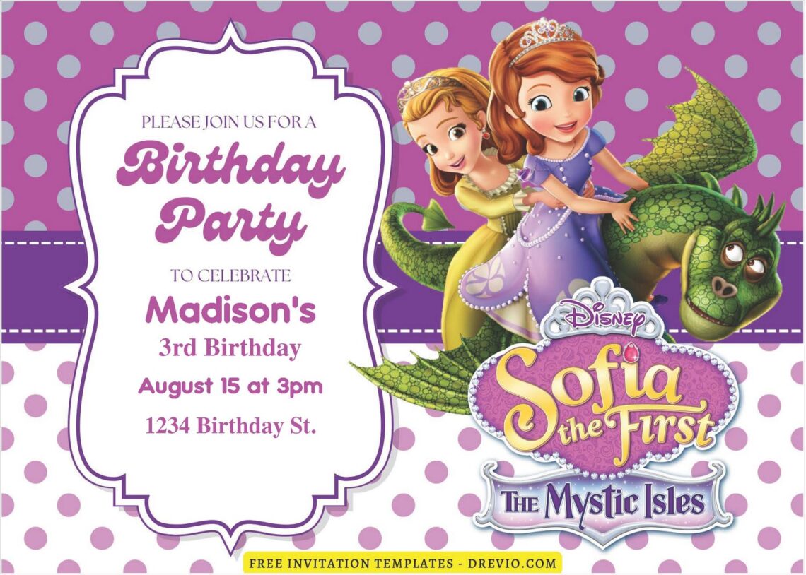 (Free Editable PDF) Sofia The First Mystic Isles Birthday Invitation Templates B