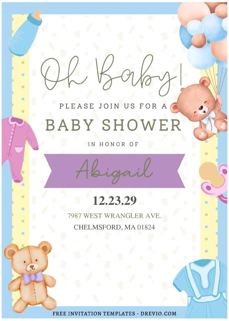 Invitation Template of (Free Editable PDF) Cute And Cuddly Teddy Bear Birthday Invitation Templates 3