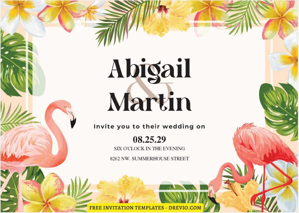 (Free Editable PDF) Tropical Beauty Wedding Invitation Templates A