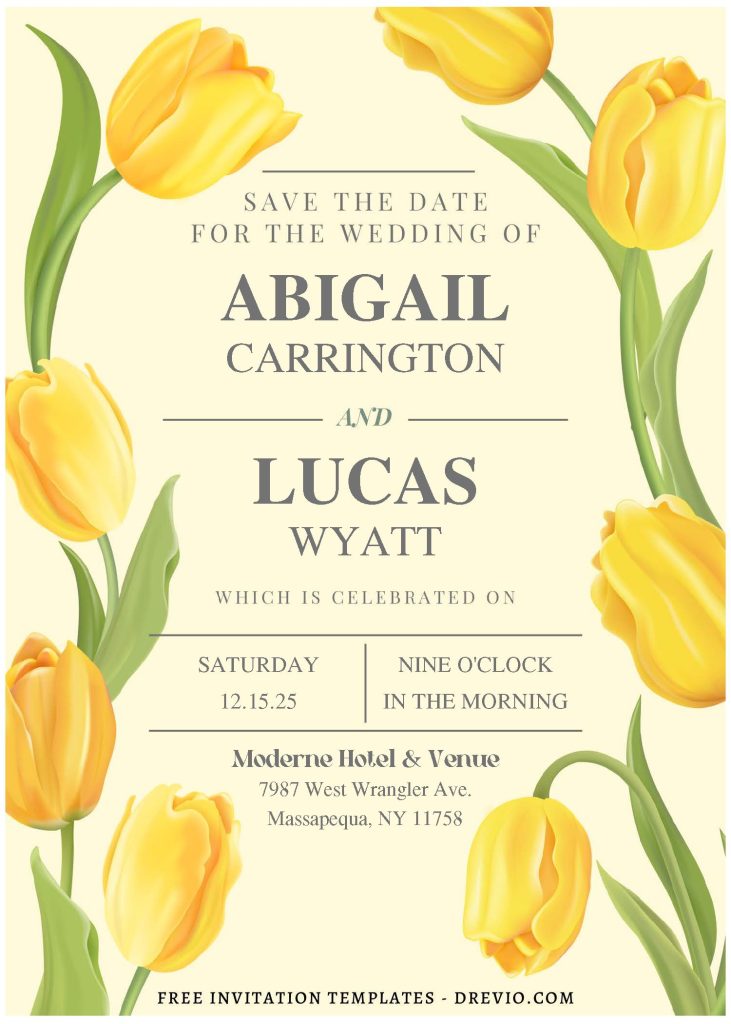 Invitation Template of (Free Editable PDF) Tulip Dreams Wedding Invitation Templates 3