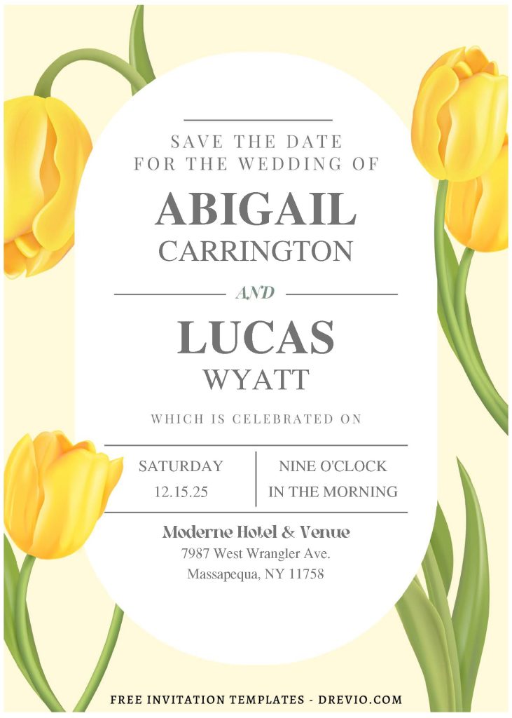 Invitation Template of (Free Editable PDF) Tulip Dreams Wedding Invitation Templates 1