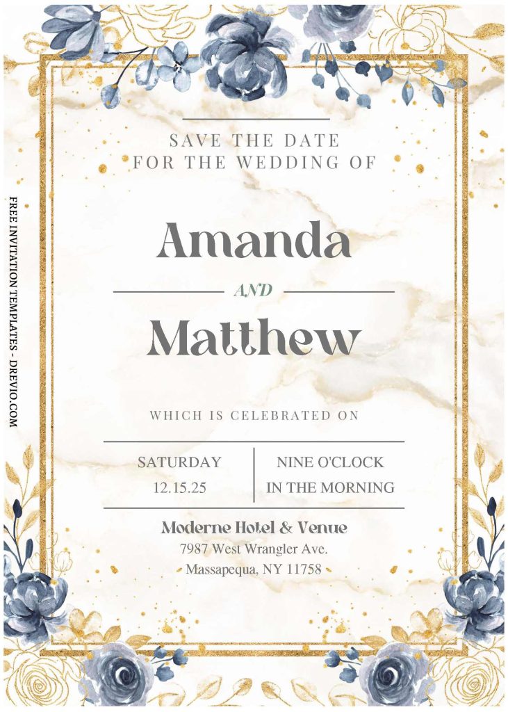 Invitation Template of (Free Editable PDF) Enchanted Marble And Floral Wedding Invitation Templates 1