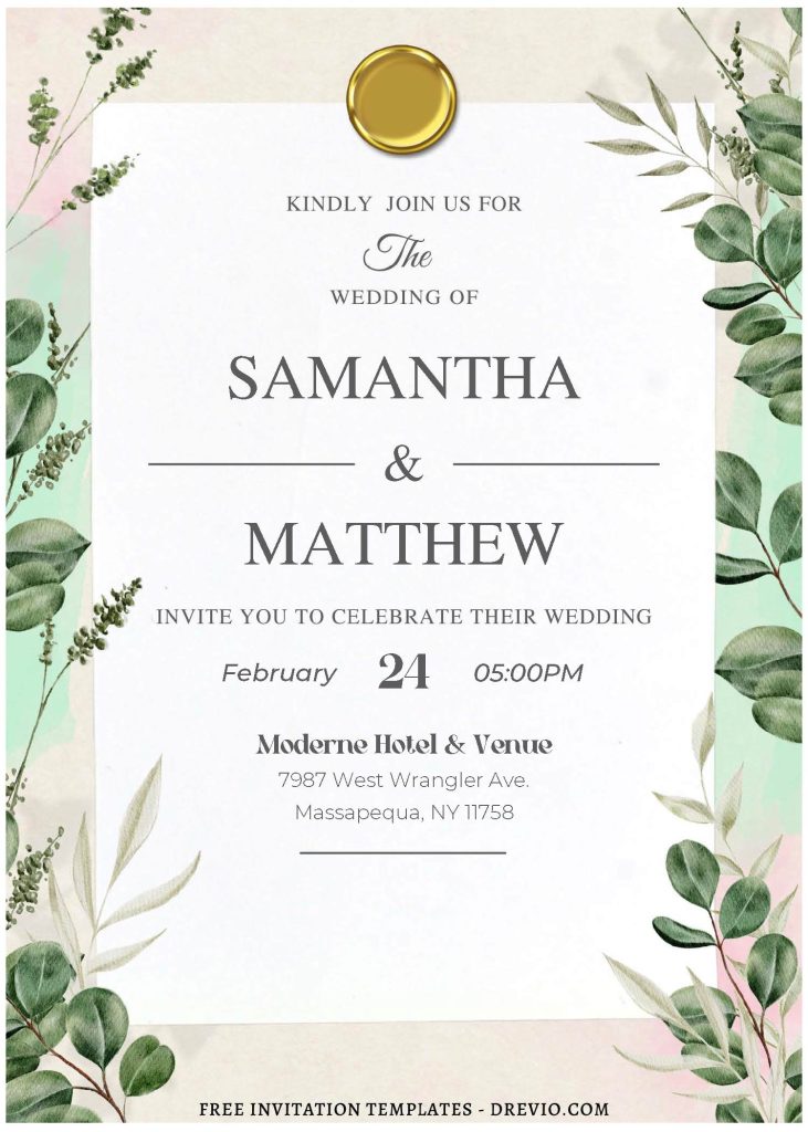 Invitation Template of (Free Editable PDF) Timeless Greenery Wedding Invitation Templates 3