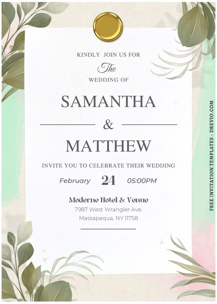 Invitation Template of (Free Editable PDF) Timeless Greenery Wedding Invitation Templates 1