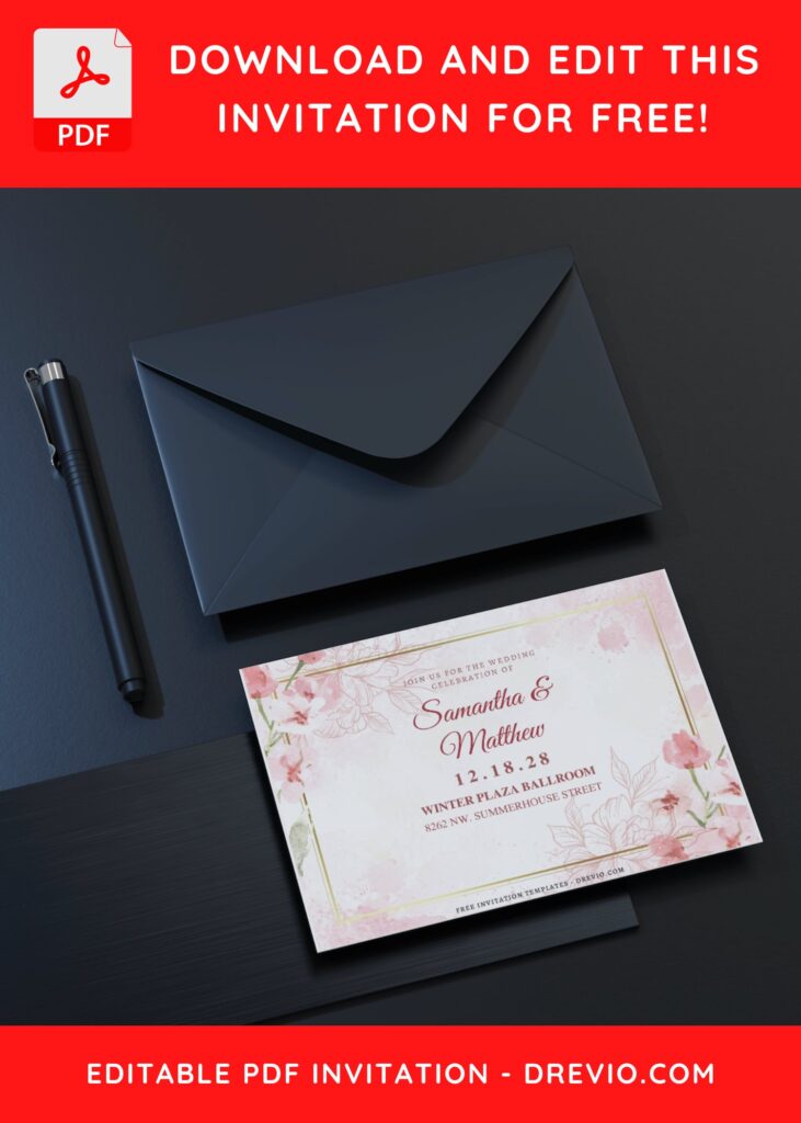 Invitation Template of (Free Editable PDF) Celestial Cherry Blossom Wedding Invitation Templates 10